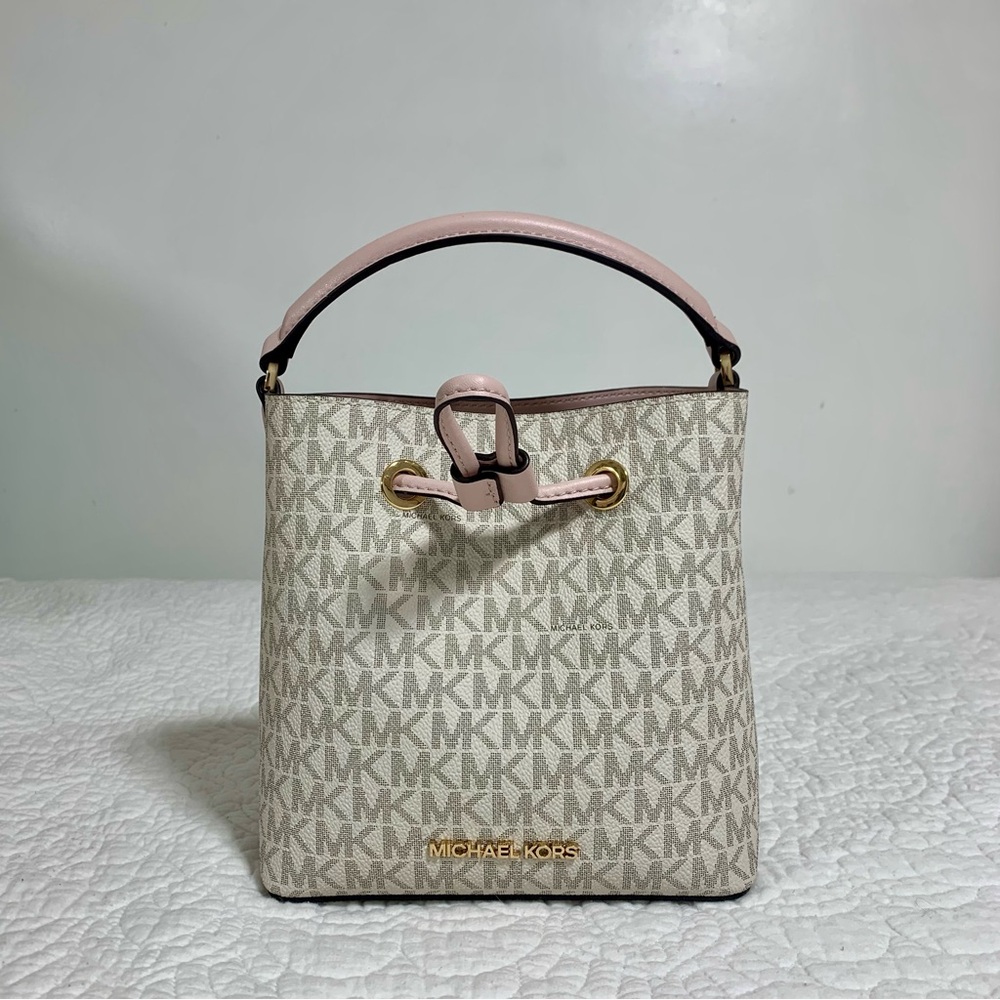 Michael Kors Beige Monogram Bucket Bag